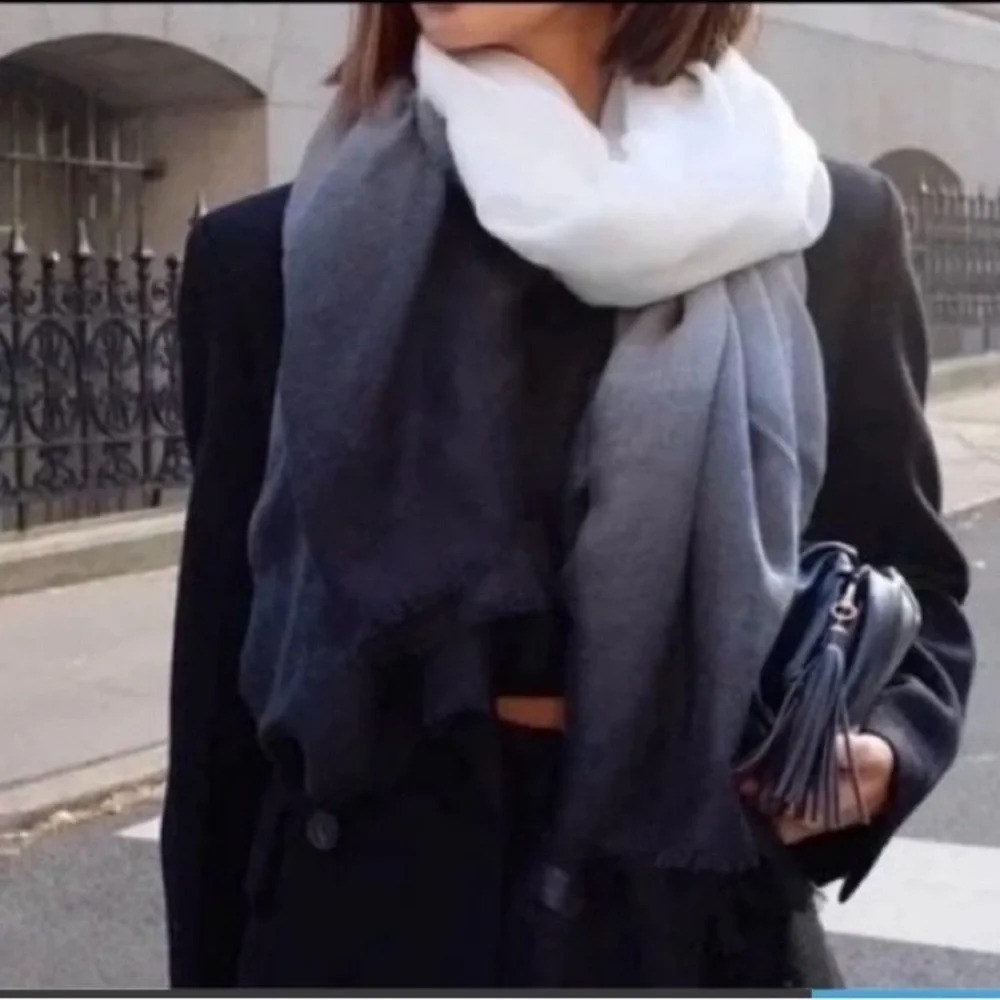 Carly Cushnie Tie Dye Ombre’ Scarf. New in Package. Black Grey White